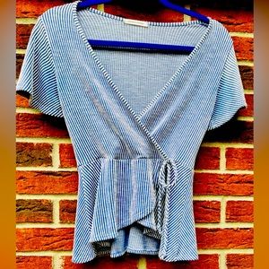 Peplum Style Blue and white stripped top from “Caution To the Wind”